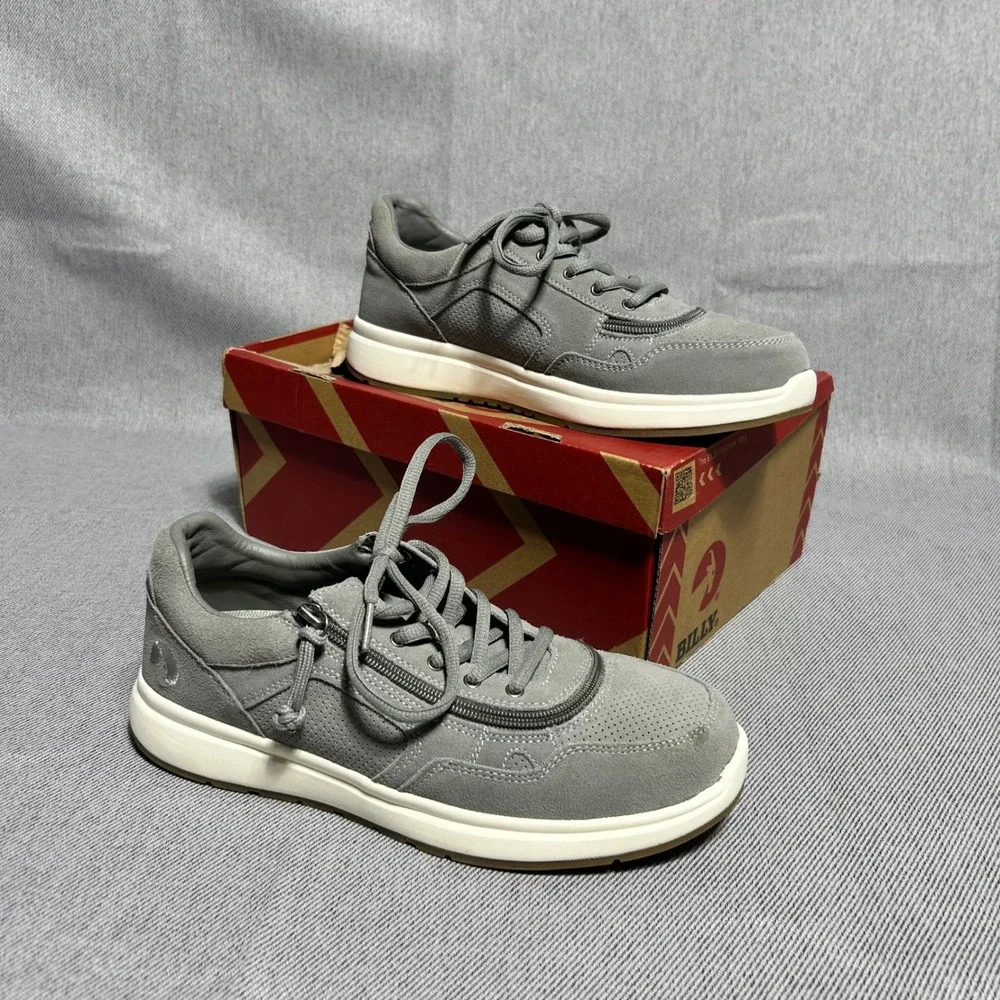BILLY Footwear Comfort Sneaker Womens 10 Grey Suede Wrap-Around Zipper Low Top